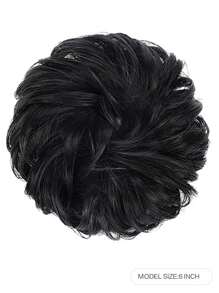 Messy Synthetic Hair Bun - Black - View 2