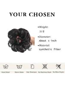 Messy Synthetic Hair Bun - Black - View 3