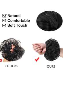 Messy Synthetic Hair Bun - Black - View 7