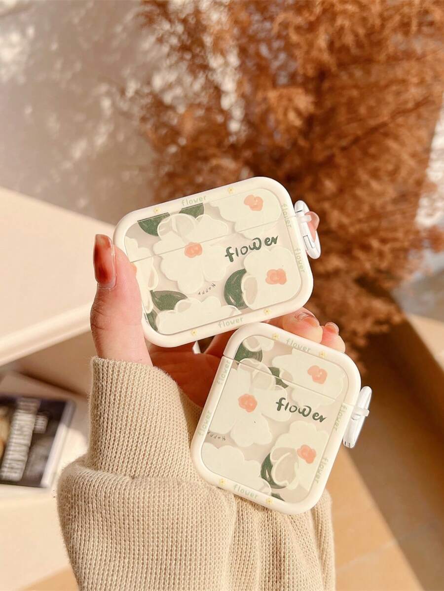 花卉圖案耳機殼適用於Airpods - 白色 - 查看 1
