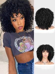 Tóc Giả Tổng Hợp Xoăn Ngắn Afro - màu đen - Xem 1