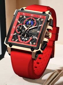 LIGE Skeleton Dial Water Resistant Quartz Watch