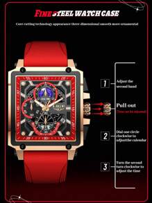 LIGE Skeleton Dial Water Resistant Quartz Watch