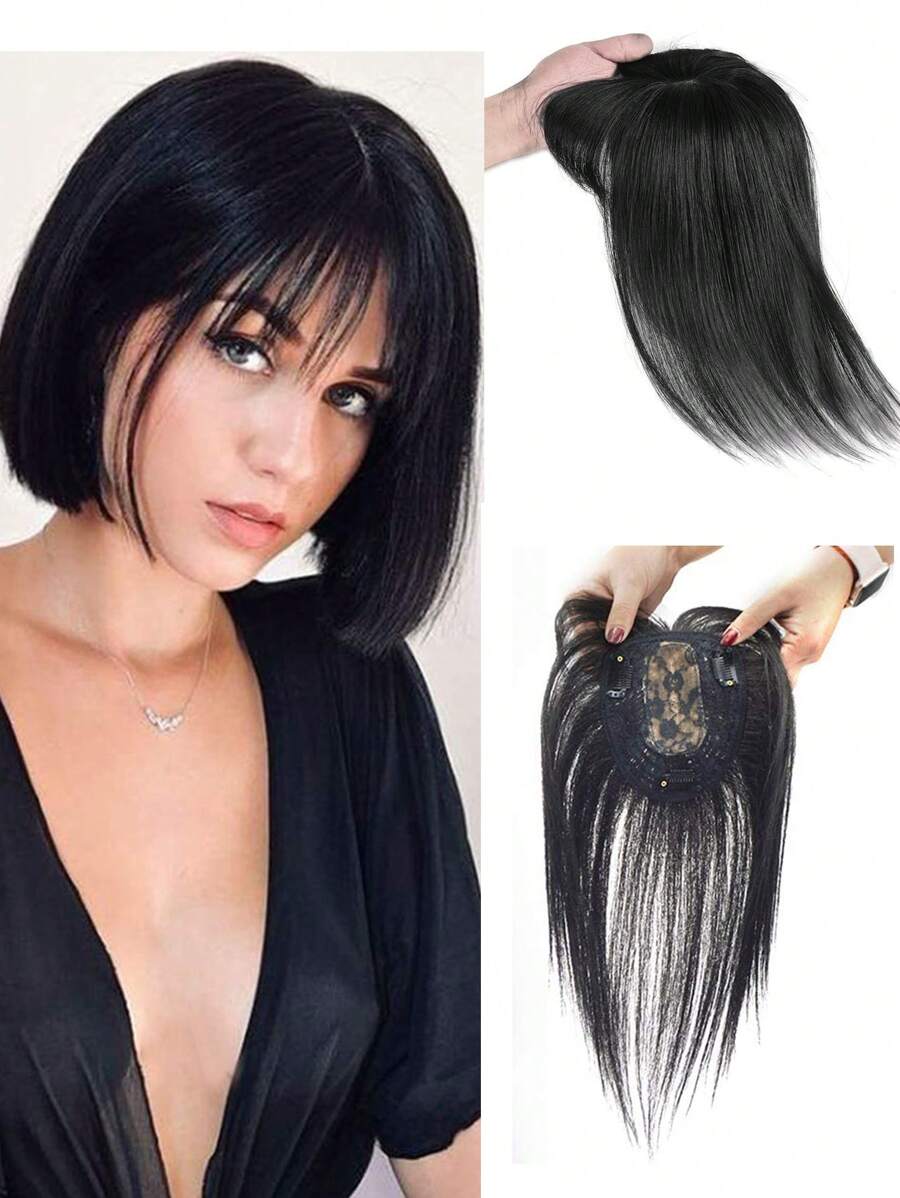 12英寸合成纖維流蘇假髮頭套適用於女士黑色顏色 - 黑色 - 查看 1