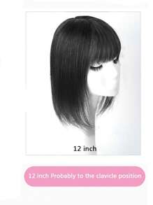 12英寸合成纖維流蘇假髮頭套適用於女士黑色顏色 - 黑色 - 查看 3