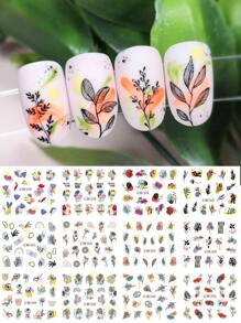 1片葉子圖案指甲藝術水貼，夏季指甲藝術綠葉水轉印指甲藝術用品指甲貼DIY