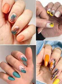 1片葉子圖案指甲藝術水貼，夏季指甲藝術綠葉水轉印指甲藝術用品指甲貼DIY