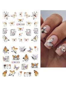 蝴蝶樣式指甲貼,1張美甲水轉移貼花美甲箔適用於指甲片設計美甲尖端裝飾 - 彩色 - 查看 3