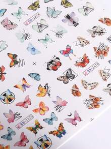 蝴蝶樣式指甲貼,1張美甲水轉移貼花美甲箔適用於指甲片設計美甲尖端裝飾 - 彩色 - 查看 8