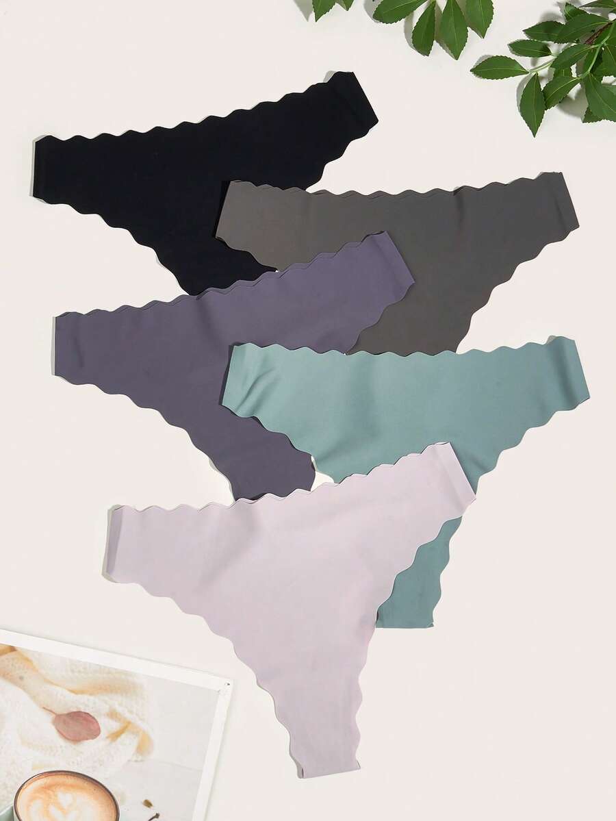 5包貝殼邊內褲 - 彩色 - 查看 1