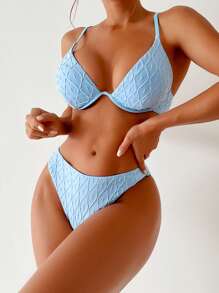 Bộ Bikini Nữ màu trơn - Màu xanh nhạt - Xem 2