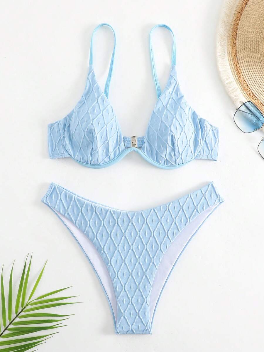 Bộ Bikini Nữ màu trơn - Màu xanh nhạt - Xem 1