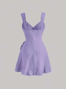 SHEIN MOD 素色荷葉邊吊帶連衣裙 - 紫丁香色 - 查看 2