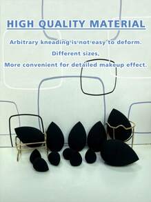 Makeup Sponge Travel Set Of 3 Waterdrop-Shaped, Soft, Non-Absorbent Makeup Sponge In Large, Medium, Small For Easy Cleaning, Without Powder Stain, In Three Colors - Black - View 5