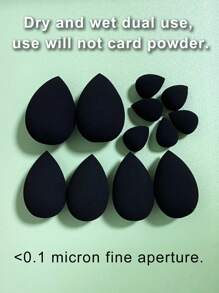 Makeup Sponge Travel Set Of 3 Waterdrop-Shaped, Soft, Non-Absorbent Makeup Sponge In Large, Medium, Small For Easy Cleaning, Without Powder Stain, In Three Colors - Black - View 7