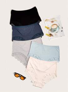 NudeFit Women's Plus Size Fantasy Elegant Plain Multicolor Panties With Contrast Lace - Multicolor - View 1