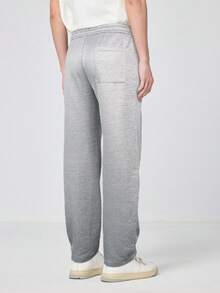 Manfinity Hypemode 男士腰部抽繩斜口袋衛褲 - 淺灰色 - 查看 2