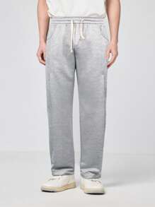 Manfinity Hypemode 男士腰部抽繩斜口袋衛褲 - 淺灰色 - 查看 1