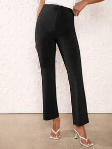 SHEIN BASICS Solid Flare Leg Trousers - Black - View 5