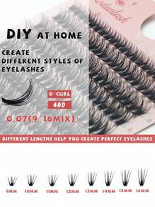 Cụm lông mi Tự làm lông mi Cụm 12-16mm Lông mi Wispy D Curl Lông mi riêng lẻ - Màu Khaki - Xem 6