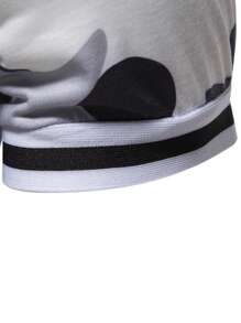 Manfinity Homme 男士迷彩印花拼接邊T恤 - 彩色 - 查看 3