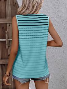 SHEIN LUNE 條紋印花背心上衣 - 淺藍色 - 查看 2