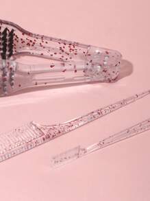 Rat Tail Comb,3Pcs Glitter Hair Styling Comb Set Pointed Tail Comb & Dual-Ended Edge Control Brush & Splint Comb For Straightening Hair - Red - View 4