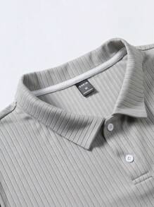 Manfinity Homme Men Letter Patched Detail Polo Shirt - Grey - View 7