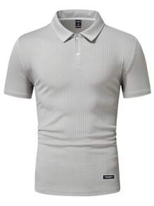 Manfinity Homme Men Letter Patched Detail Polo Shirt - Grey - View 8