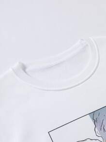 Manfinity Homme Men Hand Print Drop Shoulder Sweatshirt - White - View 7