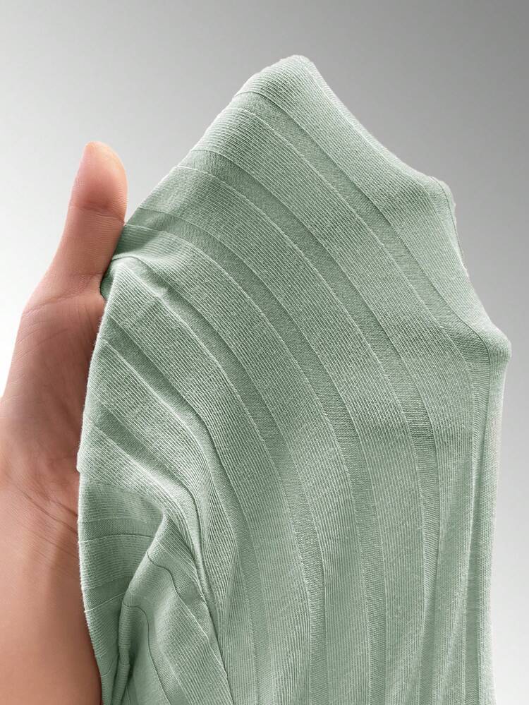 Muchica Solid Ribbed Knit Tank Jumpsuit - Green - View 4