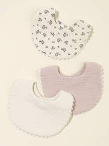 3入組嬰兒花卉圖案貝殼邊圍兜 - 彩色 - 查看 1