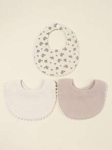 3入組嬰兒花卉圖案貝殼邊圍兜 - 彩色 - 查看 2