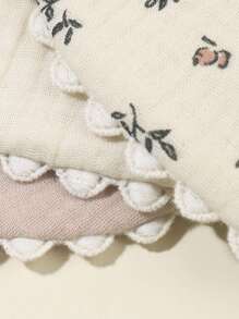 3入組嬰兒花卉圖案貝殼邊圍兜 - 彩色 - 查看 4