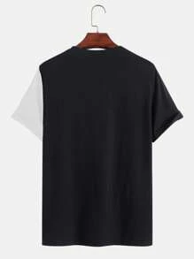 Manfinity Homme Men Letter Graphic Two Tone Tee - Black - View 2