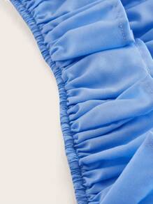 SHEIN MOD 荷葉邊繞頸短上衣 - 藍色 - 查看 4
