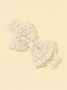 1入組嬰兒蝴蝶結蕾絲髮箍嬰兒頭髮配飾 - 米色 - 查看 1