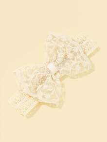 1入組嬰兒蝴蝶結蕾絲髮箍嬰兒頭髮配飾 - 米色 - 查看 2