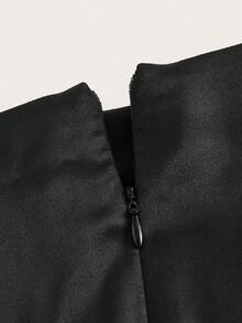 SHEIN MOD Bộ đồ hai mảnh nữ Lộ Lưng Ren lên Ngọc trai Buộc lại màu trơn Gợi cảm - màu đen - Xem 3