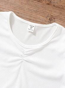 SHEIN 打氣袖青少女t恤與寬腿褲 - 黑與白 - 查看 4