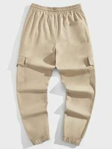 Manfinity RebelGame Nam Quần Cargo Bông Đồ họa Khẩu hiệu Túi có nắp Eo dây rút - Màu Khaki - Xem 2