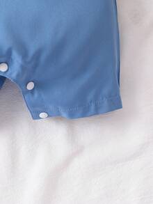 Đứa bé trai Nút Nửa Romper - Màu xanh lam - Xem 5