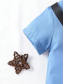 Đứa bé trai Nút Nửa Romper - Màu xanh lam - Xem 6