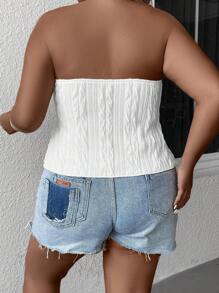 SHEIN Clasi Plus Twist Front Tube Top - White - View 2