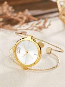GORBEN Round Pointer Quartz Watch - Gold - View 3