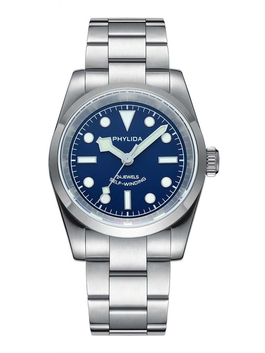 Men Round Pointer Date Quartz Watch - Blue - View 1