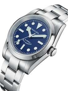 Men Round Pointer Date Quartz Watch - Blue - View 2