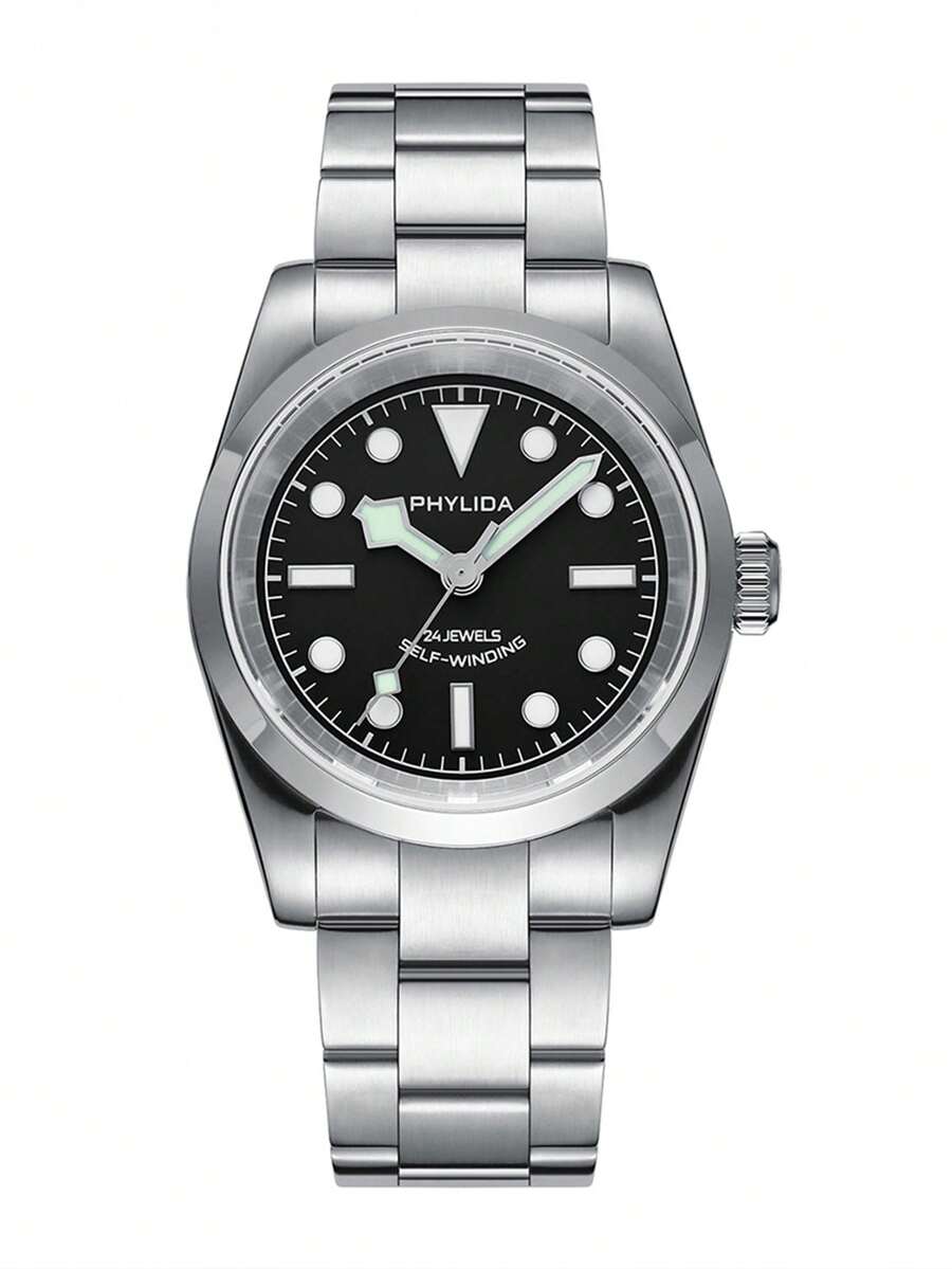 Men Round Pointer Date Quartz Watch - Black - View 1