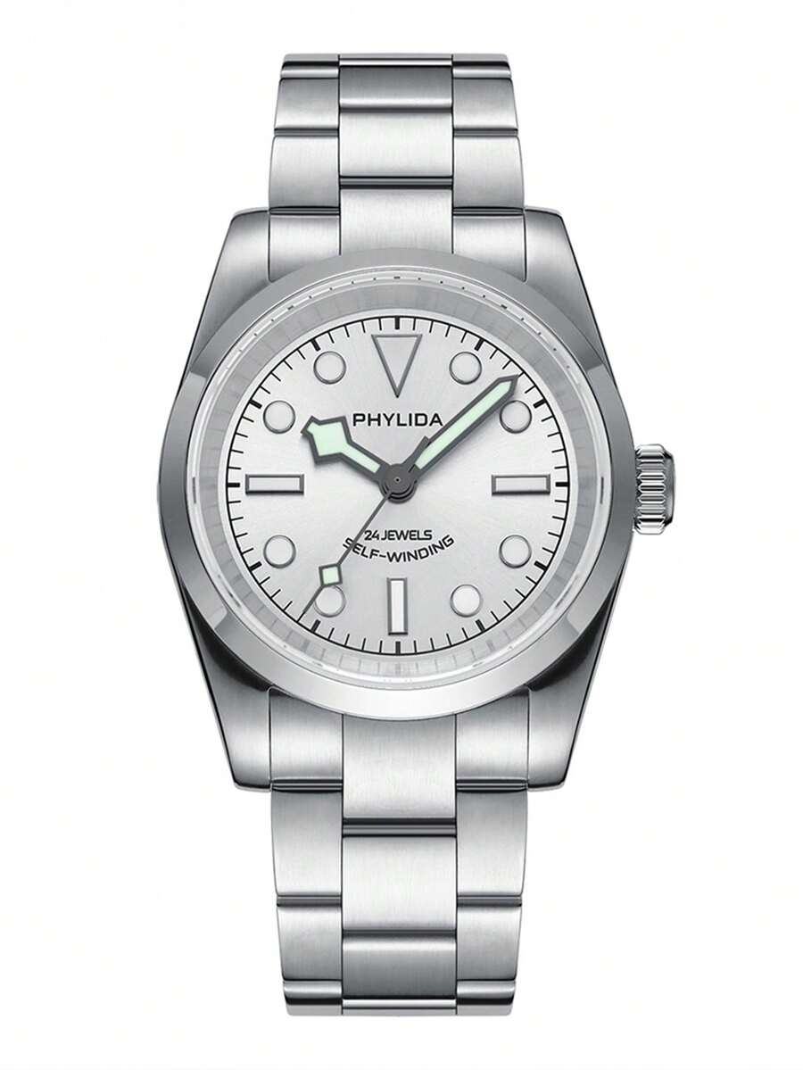 Men Round Pointer Date Quartz Watch - Silver - View 1