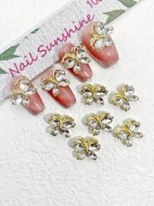 10 cái Rhinestone Butterfly Design Nail Art Trang trí - Vàng - Xem 1